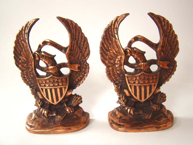A fine pair of vintage American eagle bronze finished bookends by Hubley Mfg. circa 1927